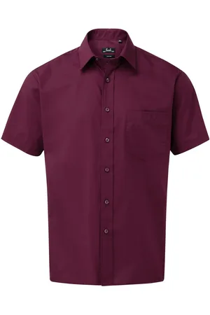 Premier Mens Short Sleeve Poplin Shirt (Aubergine) - - Size 14.5 inch