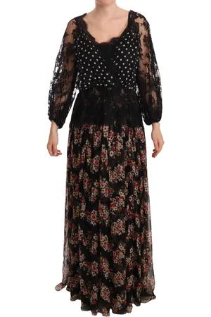 Dolce & Gabbana WoMens Lace Floral Polka Maxi Capri Dress Silk - Size IT 46 (Women
