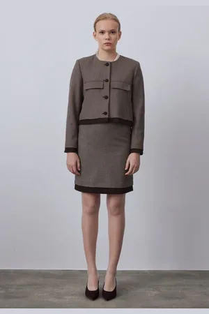 Gusto Womens Houndstooth Mini Skirt With Contrast Detail - - Size Large