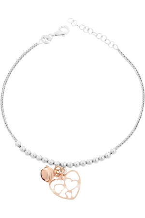 ORPHELIA WoMens 925 Sterling Silver Bracelet - Silver/Rose ZA-7109 - - One Size
