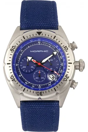 Morphic Mens M53 Series Chronograph Fiber-Weaved Leather-Band Watch w/Date - Stainless Steel - One Size