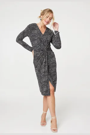 Izabel London Womens Printed Twist Front Knee Length Dress - Size 10 UK