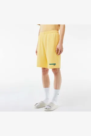 Lacoste Mens Washed Effect Printed Fleece Shorts in Cotton - Size Medium