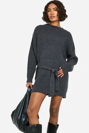 Boohoo Womens Tall Belted Knitted Jumper Dress - - Size X-Small