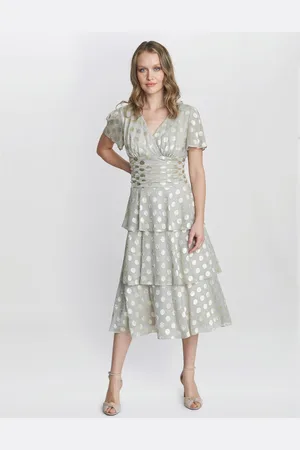 Gina Bacconi Womens Cassie Polka Dot Midi Tier Dress - - Size 18 UK