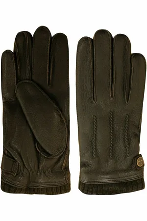 Timberland Dark Mens Leather Winter Rub Cuff Gloves A1EGC C35 Leather (archived) - Size Small