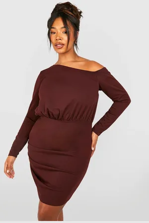 Boohoo Womens Plus Ruched Off Shoulder Bodycon Dress - - Size 18 UK