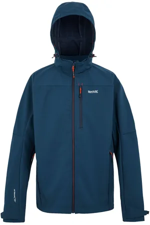 Regatta Mens Arana Waterproof Soft Shell Jacket (Moonlight Denim/Tangerine Tango) - - Size 5XL