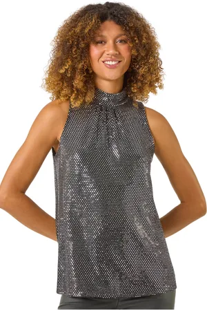 Roman Womens Shimmer Halterneck Stretch Top - - Size 20 UK