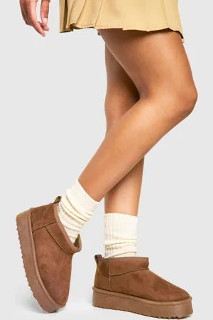 Boohoo Womens Ultra Mini Platform Faux Fur Lined Boots - - Size UK 8