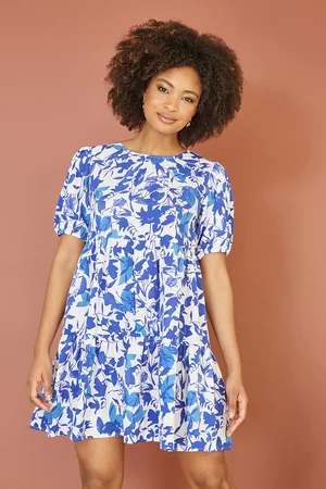 Mela Womens Leaf Print Tunic Skater Dress - Size 16 UK