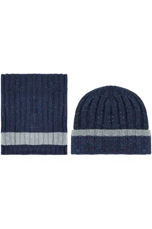 Hackett Mens Navy Scarf Beanie Set - - One Size