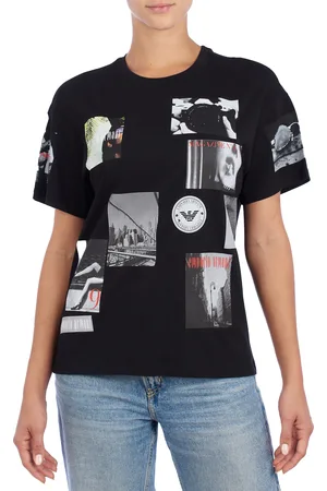 Emporio Armani 8N2T9G WoMens Vintage Printed Cotton Short Sleeve T-Shirt - - Size 2XL
