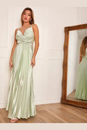 Chi Chi London Womens Satin Pleated Wrap Maxi Dress in - Size 12 UK