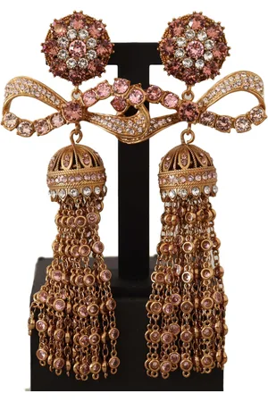 Dolce & Gabbana WoMens Dangling Crystals Long Clip-On Jewelry Earrings Brass - One Size