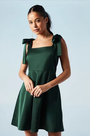 Oasis Womens Tie Shoulder Satin Bridesmaids Mini Dress - - Size 12 UK