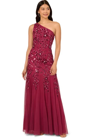 Adrianna Papell Womens Beaded Mesh Long Dress - - Size 20 UK