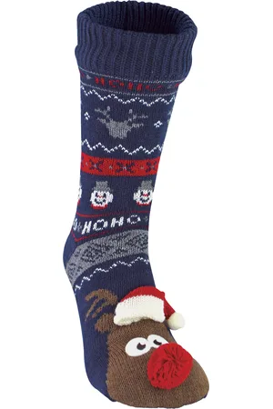 Sock Snob Mens Thermal Rudolph Christmas Fleece Lined Slipper Winter Socks - - Size UK 7-11