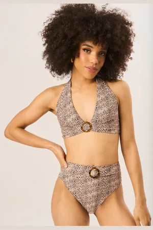 Gini London Womens Animal High Waisted Bottoms with Ring Belt - - Size 8 UK