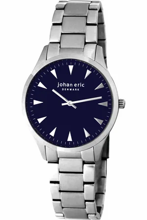 Johan Eric : helsing¸r, Mens, blue dial watch w triangular hr-markers, brushed and polished solid stainless steel bracelet - - One Size