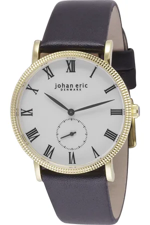 Johan Eric Mens watch, yellow gold case, white dial, leather - One Size
