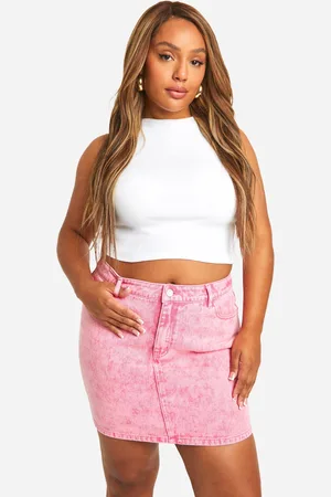 Boohoo Womens Plus Washed Denim Mini Skirt - Cotton - Size 28 UK