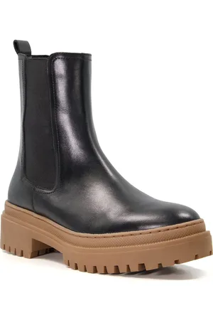 Dune Womens PAVE Leather Tractor-Sole Chelsea Boots - (archived) - Size UK 3