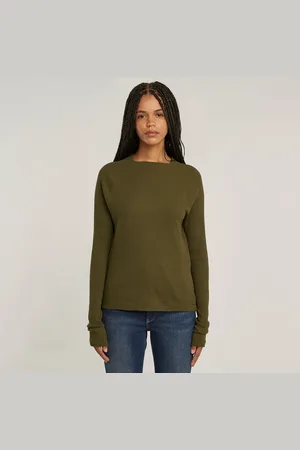 G-Star Womens G-Star RAW Slim Rib Mock Top - Cotton - Size Medium
