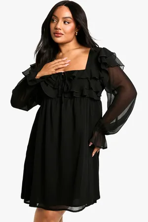 Boohoo Womens Plus Ruffle Smock Mini Dress - - Size 16 UK