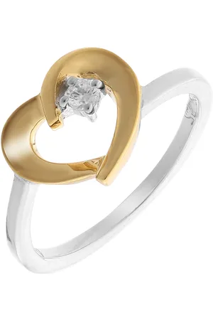 ORPHELIA WoMens 925 Sterling Silver Ring - Silver/Gold zr-7370/G - - Size L