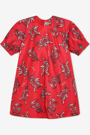 Kenzo Girls Dragon Print Dress in - Size 4Y
