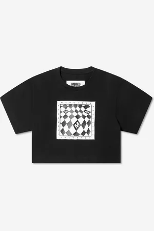 Maison Margiela Childrens Unisex Kids Cropped Logo Print T-Shirt In - Size 6Y