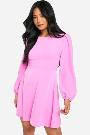Boohoo Womens Petite Satin Bow Tie Back Skater Dress - - Size 12 UK