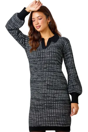 Roman Womens Collared Knitted Jumper Dress - - Size 20 UK