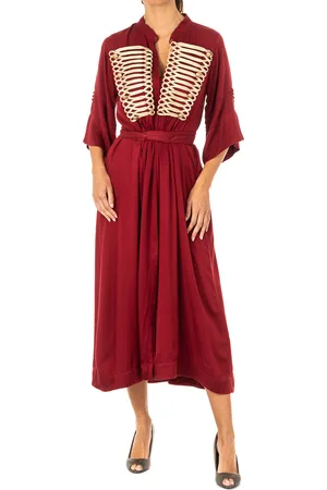 La Martina Womens dress with wide 3/4 sleeves mandarin style collar LWDG30 - Cotton - Size Small