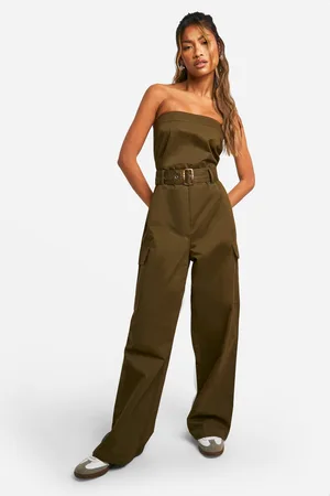 Boohoo Womens Utility Bandeau Belted Jumpsuit - - Size 8 UK