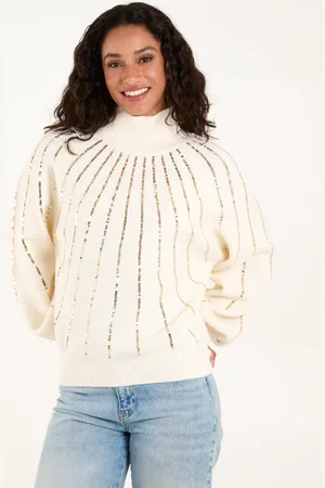 Blue Vanilla Womens Sequin High Neck Jumper - - Size Small/Medium