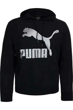 PUMA Womens Classic Metallic Logo Hoodie Graphic Jumper 579056 01 - Cotton - Size X-Large