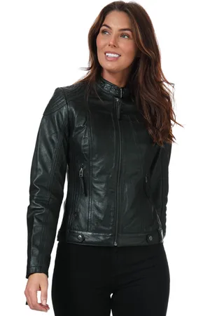 Elle Womens Annette Leather Jacket in - Size 10 UK