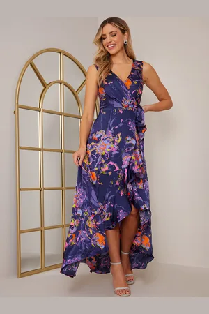 Chi Chi London Womens Sleeveless Neon Abstract Print Wrap Midi Dress in - Size 6 UK