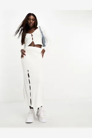 ASOS Womens knitted midi skirt with button front in co-ord - Size 6 UK