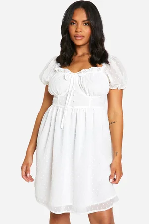 Boohoo Womens Plus Dobby Puff Sleeve Mini Dress - - Size 22 UK