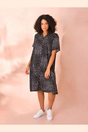 Live Unlimited London Womens Mono Print Button Through Shirt Dress - - Size 24 UK