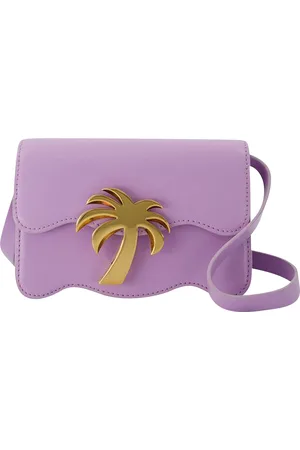 Palm Angels Womens Beach Bag Pm in Lilac and Gold Leather - - One Size