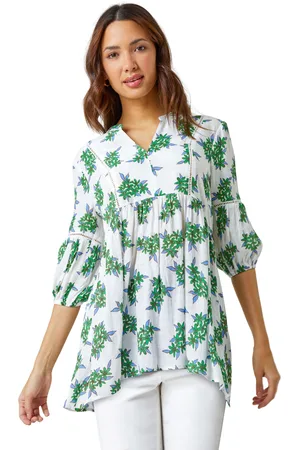 Roman Womens Floral Print Smock Tunic Top - Lace - Size 14 UK