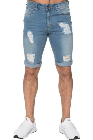 Enzo Mens Ripped Skinny Shorts - Cotton - Size 46 (Waist)