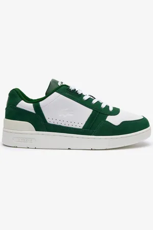 Lacoste Mens T-Clip Trainers in Green Leather (archived) - Size UK 7.5