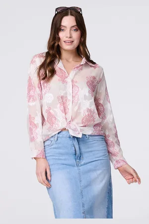 Izabel London Womens Printed Button Down Tie Front Shirt - Size 10 UK