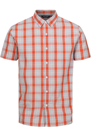Regatta Mens Denmoor Checked Shirt ( Grey/Rusty Orange) - Size Medium