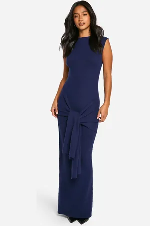 Boohoo Womens Petite Premium Rib Knit Tie Waist Detail Maxi Dress - viscose - Size Small